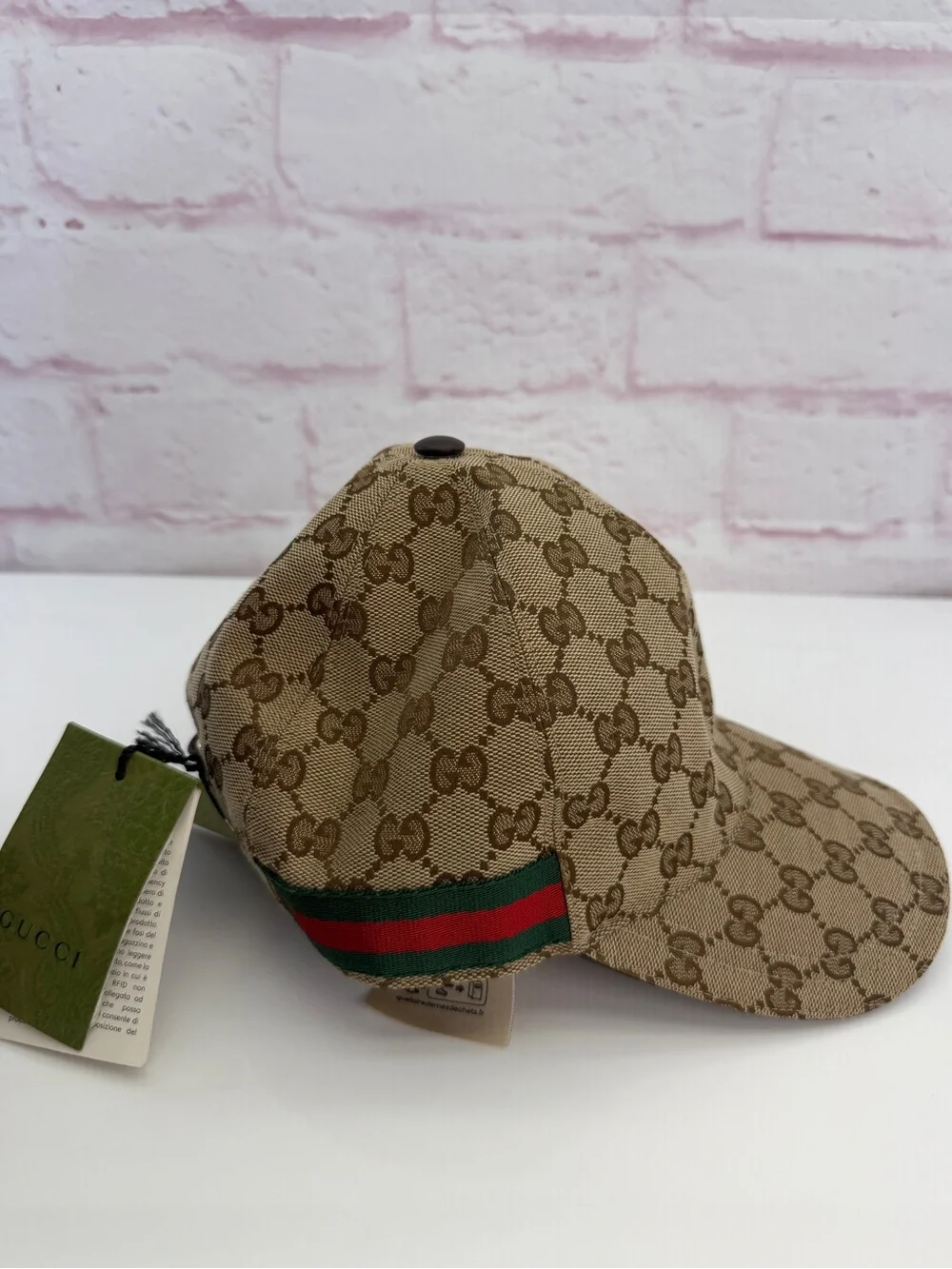 Gucci NWT Classic Web Sherry Line Khaki GG Baseball Hat
